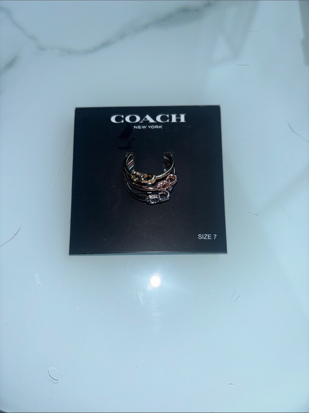 COACH Signature interlock Stackable 3 Ring Set - Picture 2 of 4